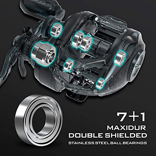 KastKing Spartacus II Baitcasting Fishing Reel, 6oz Ultralight Baitcaster Reel, Super Smooth with 17.6 LB Carbon Fiber Drag, 7.2:1 Gear Ratio, 39mm Palm Perfect Lower Profile Design - color: C:Right-Black Rhino-7.2:1