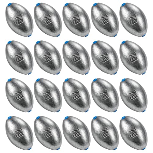 Alwonder Egg Sinkers Fishing Weights 3/16-10oz, Oval Lead Fishing Weights Sinkers Bass Fishing Casting Egg Sinker Saltwater Freshwater Tackle - size: 1/4oz - 20pcs