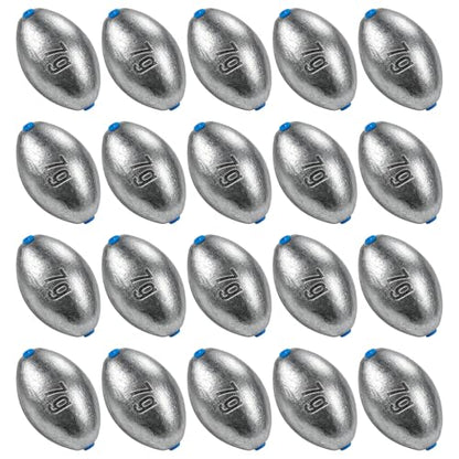 Alwonder Egg Sinkers Fishing Weights 3/16-10oz, Oval Lead Fishing Weights Sinkers Bass Fishing Casting Egg Sinker Saltwater Freshwater Tackle - size: 1/4oz - 20pcs