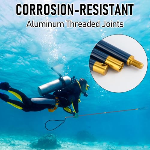 Dr.Fish Spearfishing Kit 6'5" Fiberglass 3-Piece Hawaiian Sling Pole Spear Paralyzer 3 Tips Set Stainless Steel Fishing Stringer Harpoon Travel Bag