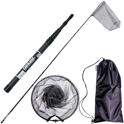 Maykay Carbon Telescopic Fishing Net with Long Handle up-to14ft – Lightweight Rubber Landing Net for High Docks, Piers, Boats, Coastal & Jetty, Collapsible with Carrying Bag - color: 3.45m/11ft