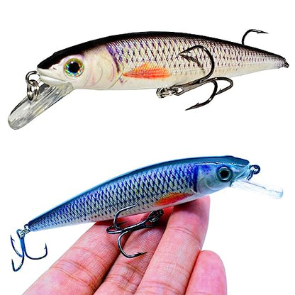 Fishing Lure Swimbait Crankbait Trout Bass Catfish Muskie Bait Fishing Accessories Fishhook Hunting - color: Minow-4.1''-3PCS-Set A