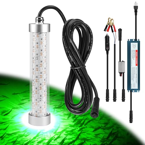F3 Dimmable Green Underwater Fishing Light 110V&12V / 200W 20000LM Fish Light Attractants for Crappie Squid Shrimp Snook Bass at Night, with 5%~100% Brightness Dimmer(33FT Cable) - size: 33FT F3