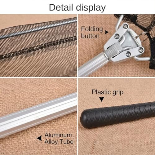 Small Foldable Fishing Net, Aluminum Alloy Triangular Landing Net, Short Handle Fly Fishing Net for Stream and Pond