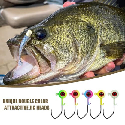Painted Crappie Jig Heads 3D Eyes Fishing Hooks with Wire Keeper Lures for Crappie Panfish Bass Fishing Jig Hooks Assortment 1/16 oz 1/8 oz 3/16oz 3/8 oz 1/4 oz - size: 3/16 oz - 25 pcs