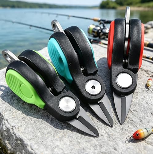 1Pcs Mini Stainless Steel Fishing Line Scissors, Red Non-Slip Handheld Cutter, Portable Shears for Cutting Braided PE, Carbon and Nylon Fishing Line, Durable Outdoor Angling Accessory