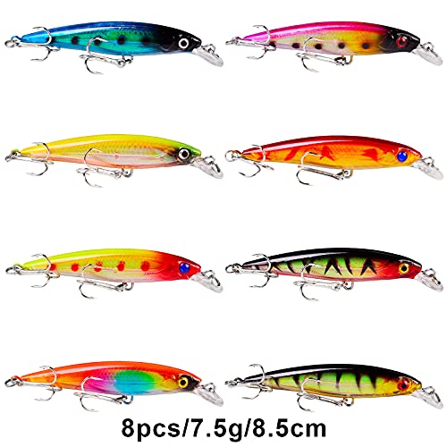 Bass Fishing Lures Kit Set Topwater Hard Baits Minnow Crankbait Pencil VIB Swimbait for Bass Pike Fit Saltwater and Freshwater - color: 007-43pcs