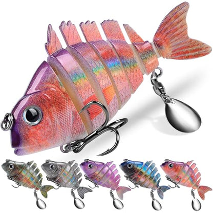 Crankbait Fishing Lure Pike Muskie Lures Lifelike Multi Jointed Swimbait Segement Hard Minnow Bait Treble Hook - color: HS078ABCDE-5pcs/set