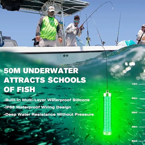 F3 Dimmable Green Underwater Fishing Light 110V&12V / 200W 20000LM Fish Light Attractants for Crappie Squid Shrimp Snook Bass at Night, with 5%~100% Brightness Dimmer(33FT Cable) - size: 33FT F3