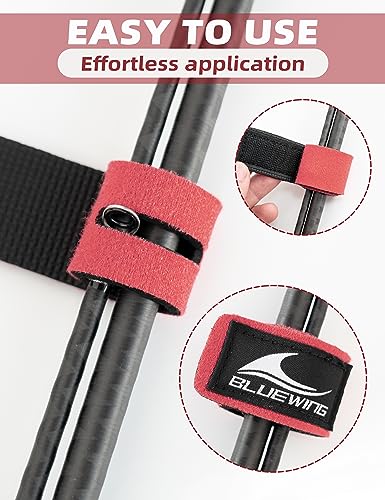 BLUEWING Fishing Rod Wraps Belts Pole Straps 9.8inch 3pcs Elastic Fish Rod Ties Jig for Spinning and Casting - color: Red