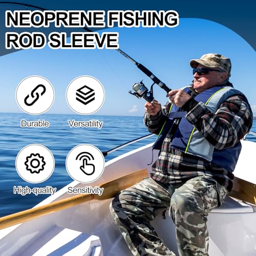 VioraWhite 2 Pcs 69 Inches Neoprene Fishing Rod Sleeves Floating Fishing Pole Cover for Casting Pole Lightweight Rod Socks for Storage and Transport,UV Resistant,Protection Solution