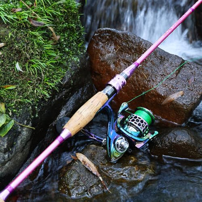 Sougayilang Spinning Rod Reel Combos,Colorful Two Pieces Spinning Pole with Smooth Strong Reel Available for Freshwater Bass Walleye Trout Fishing - size: 6.9ft/3000