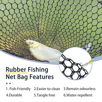 Telescoping Rubber Fishing Net with Handle 64"/46“ Long Silicone Large Fish Landing Net Kayak/Fishpond/Saltwater Extendable Fishing Gear Accessories - color: Black:Upgraded Metal Lock|length:63.8"