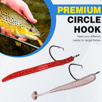 Circle Hooks Saltwater,100pcs Catfish Hooks Offset Circle Octopus Fishing Hooks High Carbon Steel 2X Strong Barbed Fishhooks for Bass Trout Freshwater Saltwater - size: 100pcs-2#