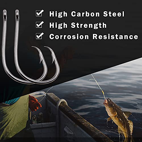 Inline Circle Hooks Saltwater, 100pcs Saltwater Fishing Hooks High Carbon Steel Fish Hook Straight Eye Octopus Hook for Catfish - size: 100PCS 3/0