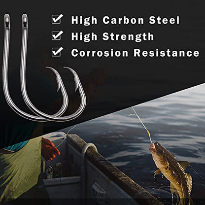 Inline Circle Hooks Saltwater, 100pcs Saltwater Fishing Hooks High Carbon Steel Fish Hook Straight Eye Octopus Hook for Catfish - size: 100PCS 3/0