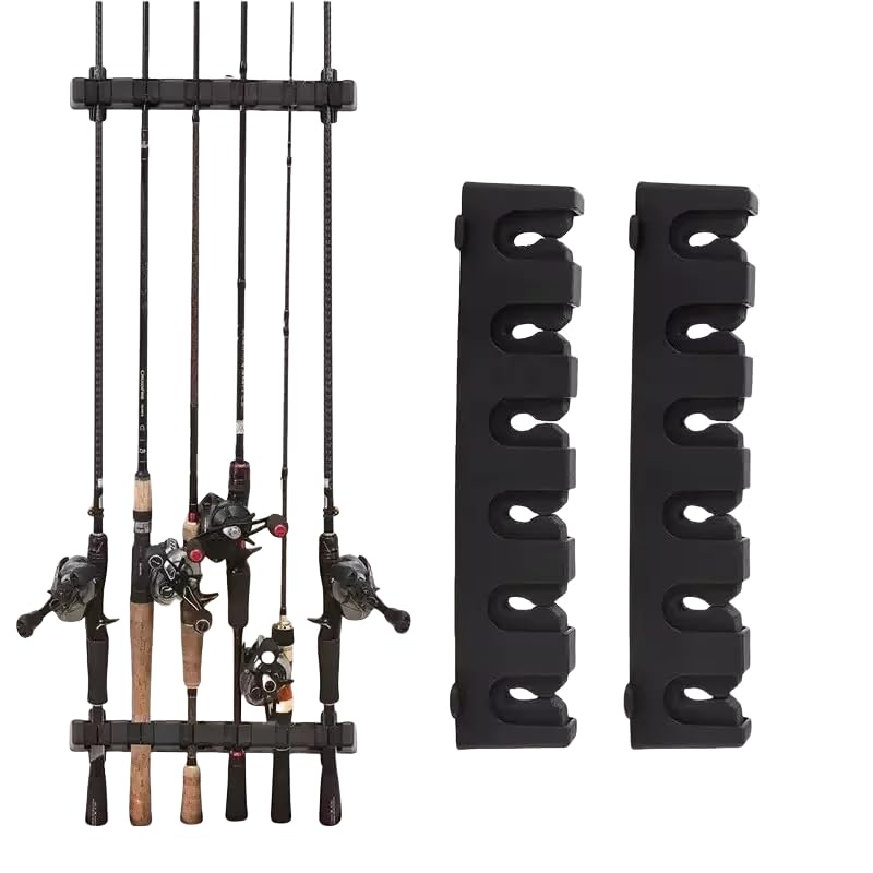 2 PCS Fishing Rod Display Rack, Wall Mounted Bracket, Fixed Bracket, Fishing Rod Collection Rack, Fishing Gear Accessory Rack Horizontal style