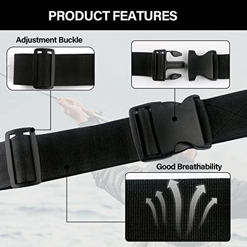Fishing Wading Belt Rod Holder Adjustable Wader Waist Belt for Fly Surf Casting Spinning Pole Fishing Tool Tackle (Black) - color: Black