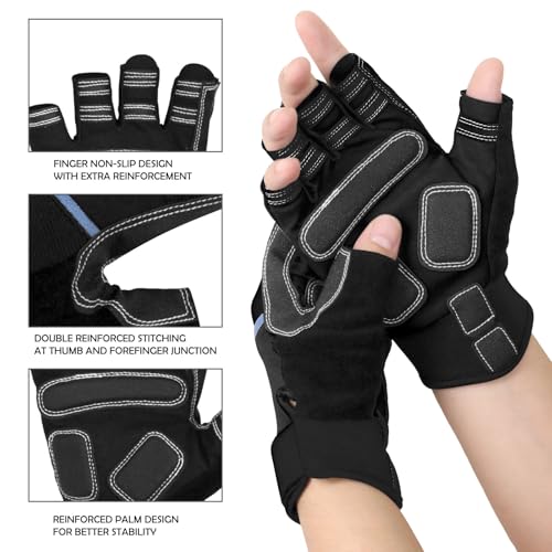 XUKER Half Finger Padded Palm Water Gloves, Anti-Slip Quick Dry for Kayak SUP Dive Ski - color: Black, size: X-Large