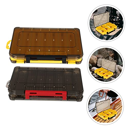 SUPVOX 2Pcs Double-Sided Drainage Fishing Lure Storage Container Waterproof Storage for Soft and Hard Baits Compartment Organizer for Fishing Gear for Freshwater