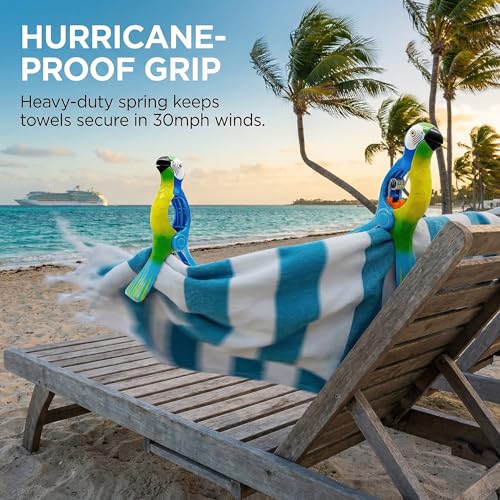 Towel Clips for Beach Chairs - Hurricane-Proof Clothes Pins, Premium ABS Heavy Duty Clothespins with Silicone Pads for Cruise Essentials, Beach & Pool Vacation, 4 Pack(Watermelon + Cocktail) - color: Watermelon + Cocktail