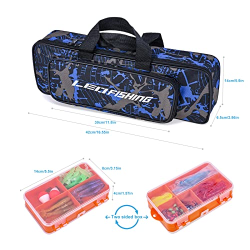 LEOFISHING 170cm/5.6ft Kids Fishing Rod Set Portable Telescopic Kids Fishing Poles with Collasible Chair Fishing Net Carrier Bag and Full Kits for Boys and GirlsBeginner and Youth