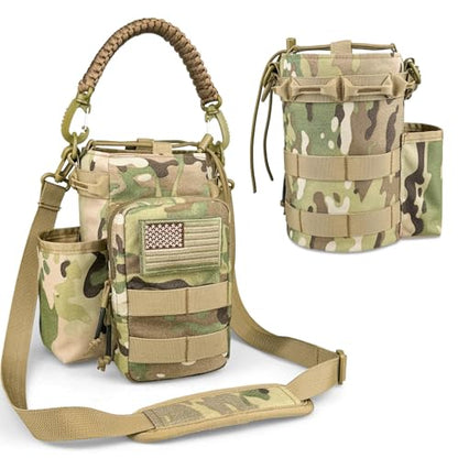 COOLYARD Water Bottle Holder with Strap Crossbody Sling Carrier Bag with Phone Pocket Molle Tactical Pouch for Walking Hiking Camping Gym Travel - color: CP Camo
