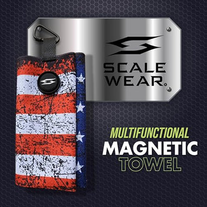 Magnetic Microfiber Waffle Golf Towel – Patriotic USA Flag Large 16"x24" Clean Golf Club Ball Magnet Clip Hang Bag Cart Strong Ultra Absorbent Gear USA Flag Men (Distressed Flag) - color: Distressed Flag