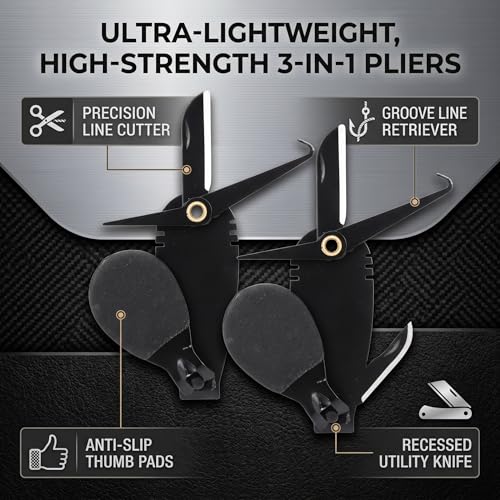 VBESTLIFE Pack of 2 Fishing Nippers, Stainless Steel Line Cutter with Built-in Hook Remover and Knife Blade, Large Grip Thumb Bar for Anglers Fishing Enthusiasts and Outdoor Activities