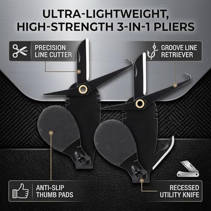 VBESTLIFE Pack of 2 Fishing Nippers, Stainless Steel Line Cutter with Built-in Hook Remover and Knife Blade, Large Grip Thumb Bar for Anglers Fishing Enthusiasts and Outdoor Activities