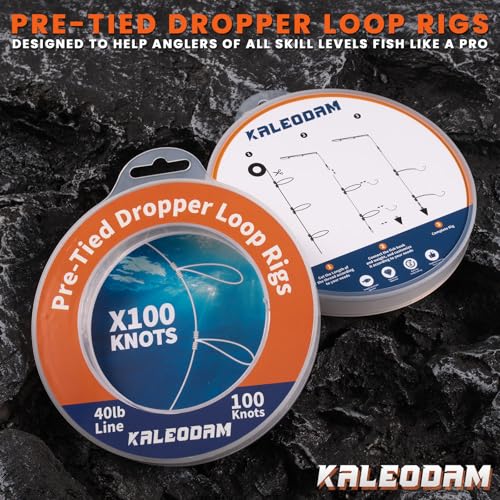 20lb-70lb 100knots Pre-Tied Dropper Loop Fishing Rig, 18" Spacing, 5.5" Loop Size, Ideal for Saltwater & Freshwater Fishing - size: 40LB-100knots