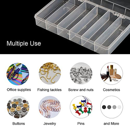 Vidifor 2 Pack 6 Grids Tackle Box Organizer Mascara Brushes Container Fishing Tackle Tray Box Plastic Storage Organizer Container for Crafts, Beads Earrings, Screws, Nail, Pins - size: 6 grids 2pcs no dividers