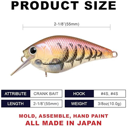 Lucky CRAF LC 1.0, Silent, Crankbait, Squarebill, Freshwater Fishing Gear, Tournament Winning, Champion Bait, Fishing Accessories, Fishing Tackle - color: 518 All Japan Craw