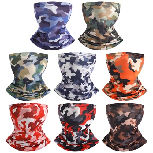 SATINIOR Summer Camo Neck Gaiter UV Protection Cooling Face Mask Sun Hood Bandanas for Men Women Sunscreen Breathable Bandana - style: Novel Camo