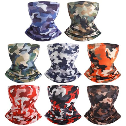 SATINIOR Summer Camo Neck Gaiter UV Protection Cooling Face Mask Sun Hood Bandanas for Men Women Sunscreen Breathable Bandana - style: Novel Camo