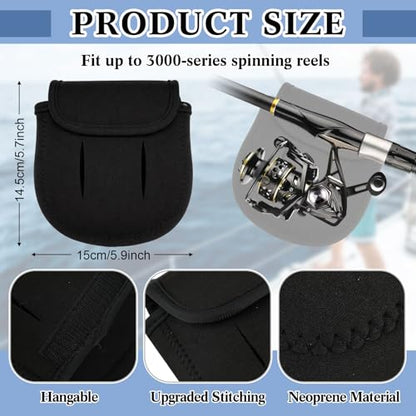 Fishing Spinning Reel Cover and Neoprene Fishing Rod Sleeve Reel Protective Case Pouch Bag Rod Sock for Casting Trolling Spinning Rods - size: Fit 2000-3000 Series