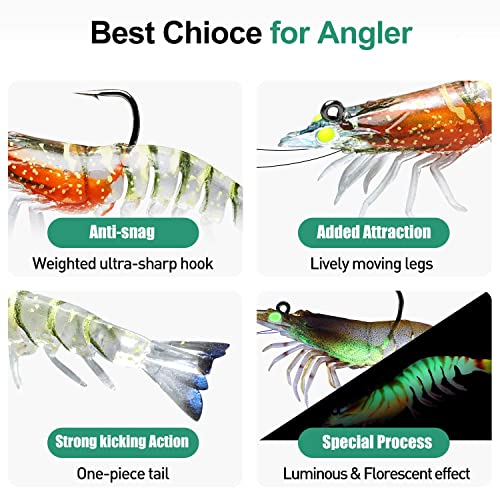 TRUSCEND Duramax Pre-Rigged Saltwater Fishing Lures with BKK Jig Hooks, Easy Catch 10X Tear-Resistant TPE Soft Swimbait for Redfish Grouper Striper Bass Trout Crappie Walleye, Weedless Freshwater Bait - color: A3-4.3"-0.75oz