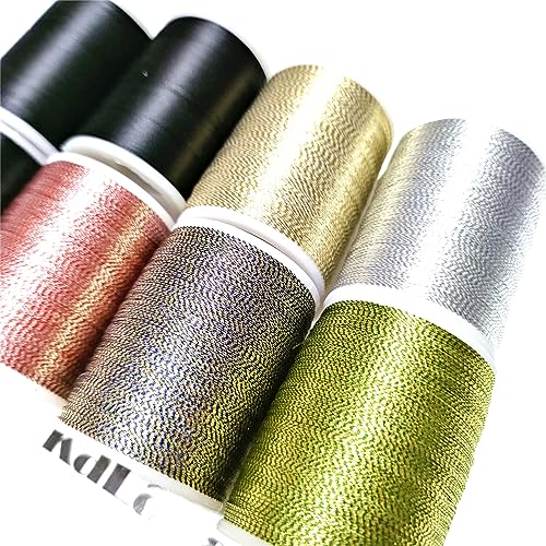 (8pcs*240yd) Kalavarma Rod Wrapping Thread for Fishing Rod Wrapping Thread Rod Building Repair - style: Metallic klm022