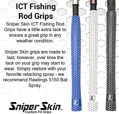 SNIPER SKIN Fishing Rod Grip - Fishing Gear Accessories - Waterproof & Adjustable - Easy to Install, Strong Replacement Grip - color: Grey Carbon Blast