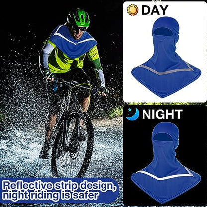 Seematn 4 Pcs Summer Balaclava Men Women Sun Face Mask for UV Protection Neck Covers with Reflective Strip Construction Work - color: Blue