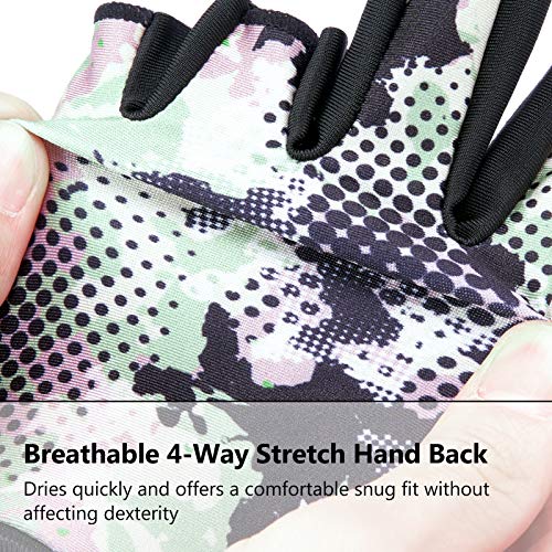 BASSDASH Astro Fishing Gloves Men’s Women’s Fingerless Gloves for Game Fishing Kayaking Paddling Sailing MTB - color: Black Spot Camo, size: Small