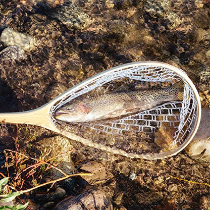 Fly Fishing Landing Net, Outdoor Collapsible Fishing Landing Net Soft Clear Rubber Net Replacement Mesh Bag Fishing Net Replacement Accessory for Fishing Catch and Release(Large 120CM)