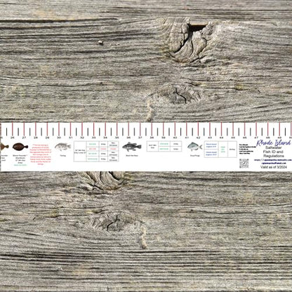 STATE COASTAL FISH RULER with FISH ID and FISHING REGULATIONS - 50 INCH RULER DECALS - style: Rhode Island