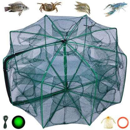 The Magic Foldable Fishing Trap, Folding Fishing Net，2024 Upgrade Auto-Foldable Strengthened Fishing Trap Net, Minnow Traps for Bait Fish，Fish Traps，Crawfish Trap，Minnow Trap - color: 16Holes