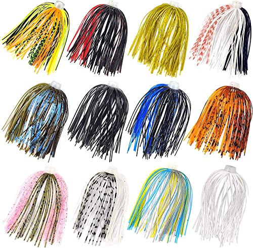 Eupheng 12 Colors Silicone Jig Skirts Fishing Lure Skirt Replacement for Spinnerbaits Bass Buzzbaits DIY Squid Jig Spinner Bait Buzzbaits Accessories - color: 12PC 8873 Umbrella Sensation Skirts