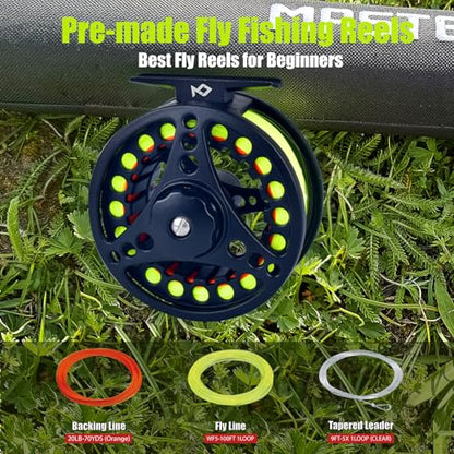 Fly Fishing Rod and Reel Combo Starter Kit, Graphite Fly Rod with Cork Handle, Die Cast Aluminum Reel, Fly Box Case & Fishing Flies and Carrying Case and Accessories - style: 3/4wt - 9' - 4 Pc