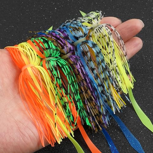 OROOTL Silicone Jig Skirts Spinnerbait Skirt Replacement Bass Fishing Lures for DIY Spinner Baits Buzzbaits Squid Jig Accessories - color: G-Skirts-10pcs