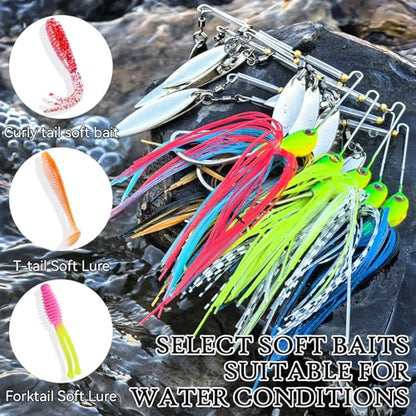 Spinner Baits for Bass Fishing | Hard Metal Jig SpinnerBaits, Fishing Jigs buzzbait for Bass Salmon Pike Trout Snakehead, 5 Pack, multicolor