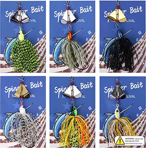 Spinnerbait Fishing Lures Kit - 6/12pcs Bass Fishing Buzzbait Lures Spinner Baits for Bass Trout Pike Salmon Multicolor Swimbait Buzz Bait Metal Spinner baits Swim Jigs Freshwater Saltwater - color: Style A-12pcs