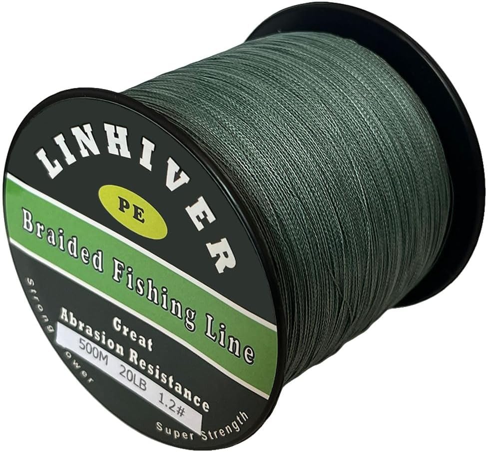 Braided Fishing Line, Strong Power, Great Abrasion Resistance, Thin Diameter, No Stretch, Low Memory and High Sensitivity(164/328/547/1093Yds) 10/15/20/30/40/50/60/70/80/100LB,4/8 Strands - color: Dark Green, size: 10LB-0.1mm-328YDS(300M)-4 Strands